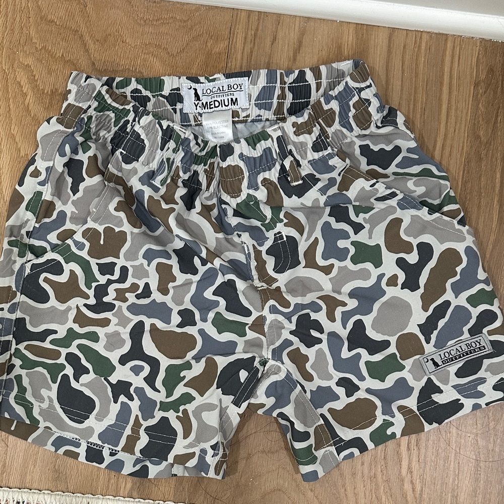 Local Boy Kids Camo Shorts - Green, Brown, Gray